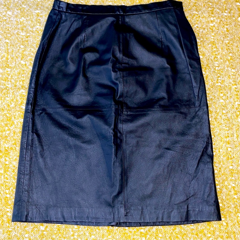 Jerry Lewis Leather Skirt. Zipper on hip